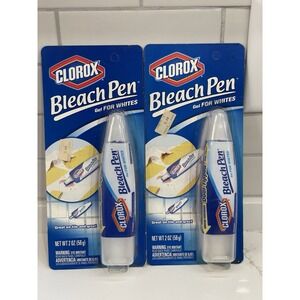 Clorox Bleach Pen Gel Whites Dual Tip Fine Point & Broad Scrubber 2 oz Lot of‎ 2